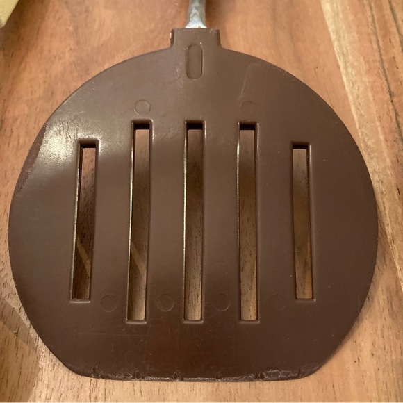 Vintage Ekco Brown & Cream Nylon Keyhole Set | Round & Rectangle Spatulas+Spoon - Picture 14 of 16